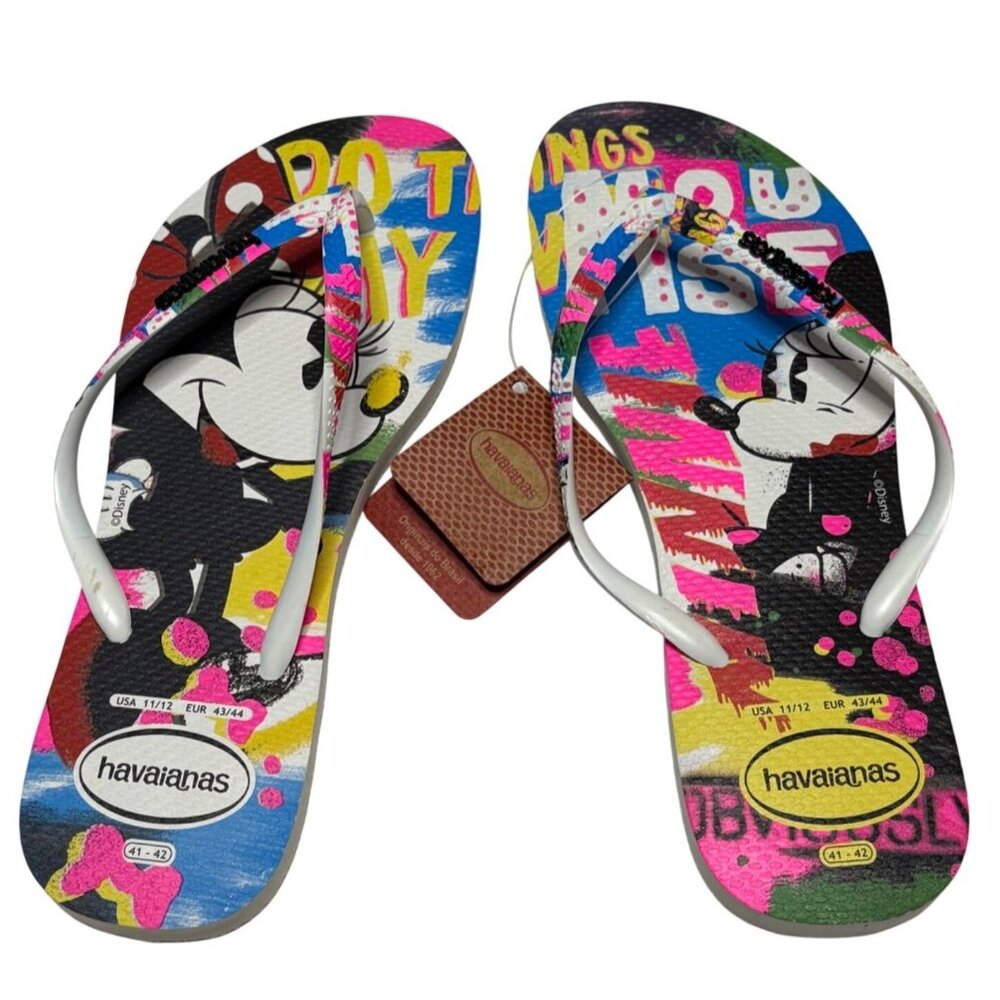 Havaianas Disney Slim Style Minnie Mouse Sandal Multicolor Size 11/12 Rubber New